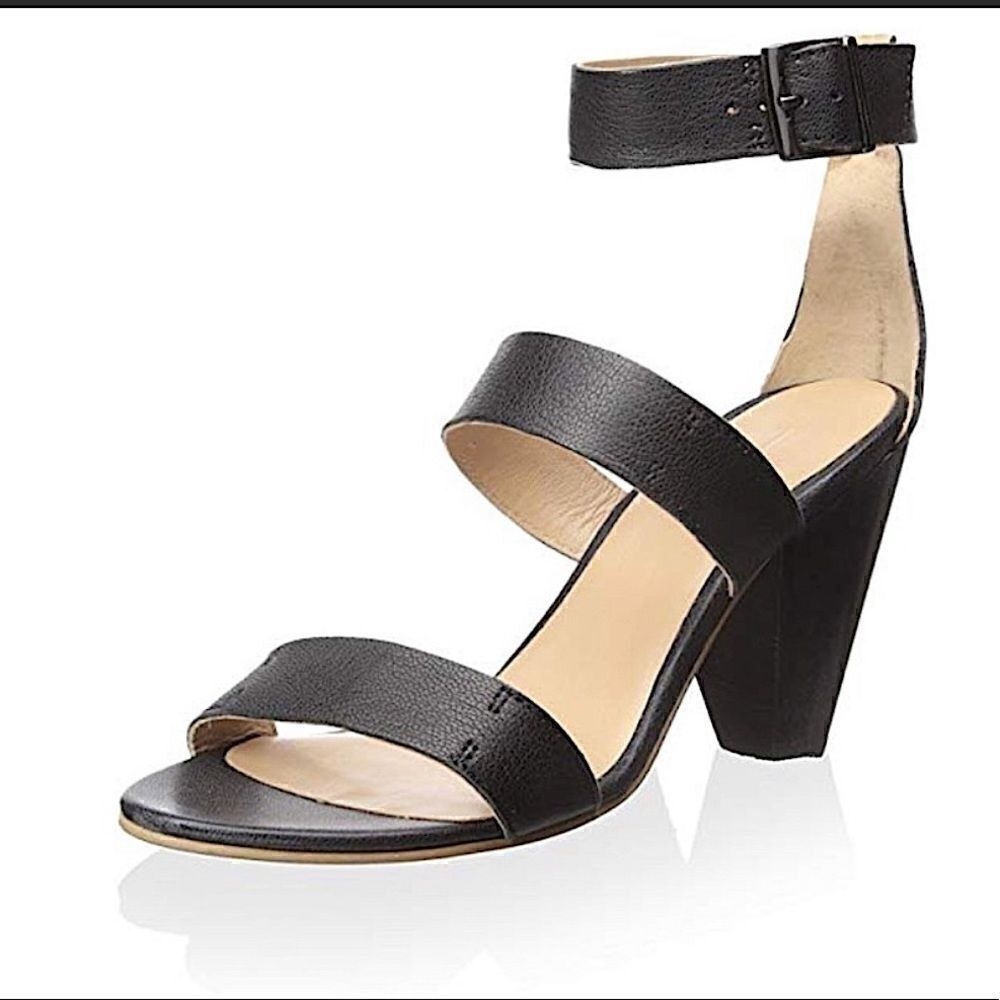 J Shoe Black Leather Sandal